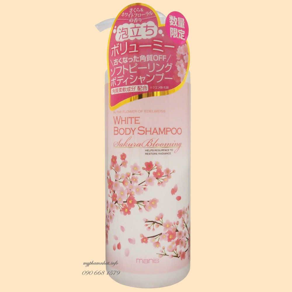 sua tam trang da manis white body shampoo sakura blooming