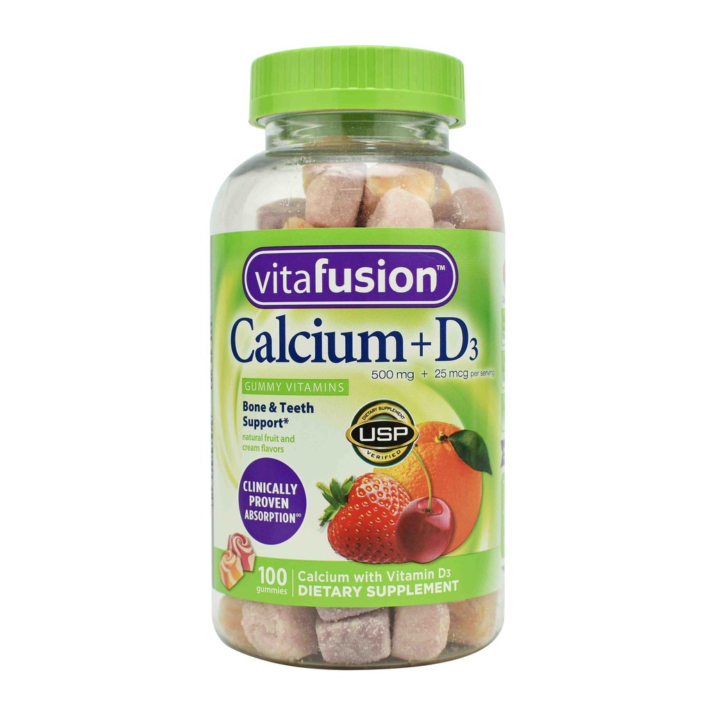 keo deo bo sung canxi vitafusion 500mg calcium d3 gummy vitamins