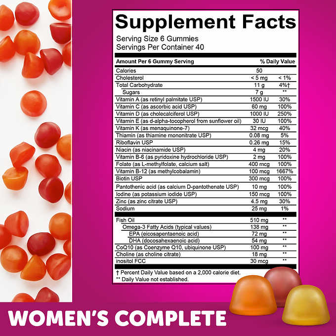thanh phan keo deo gummy multivitamin smarty pants womens complete cho phu nu