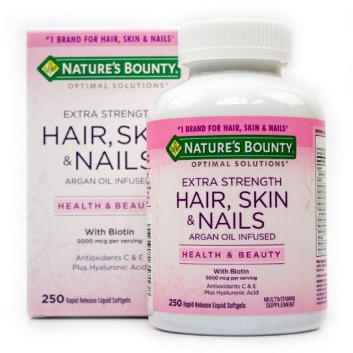 vien uong natures bounty hair skin nails with biotin 5000 mcg