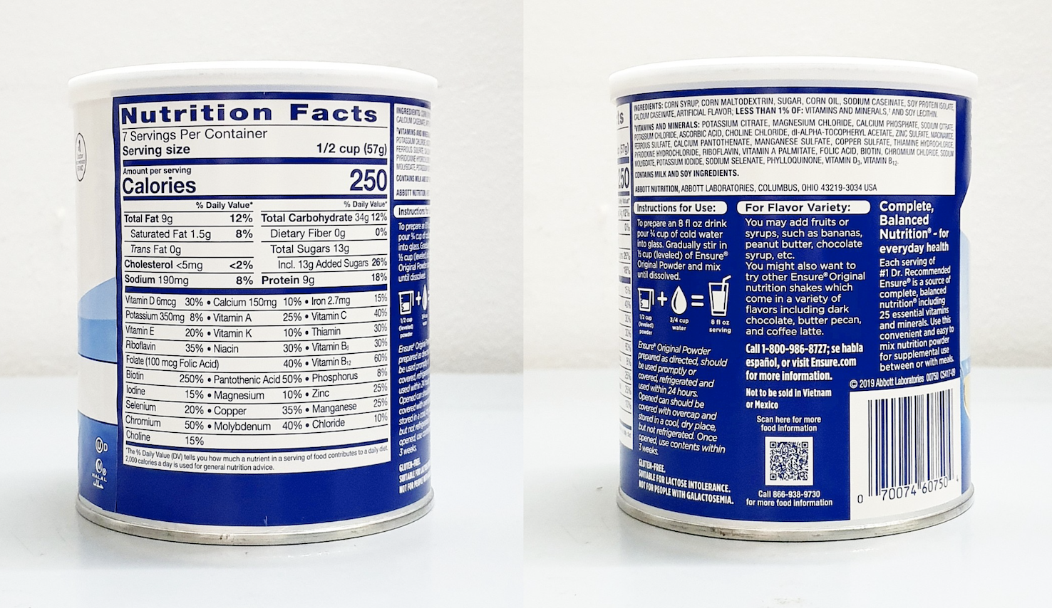 sua bot ensure original nutrition powder add water vanilla 397g