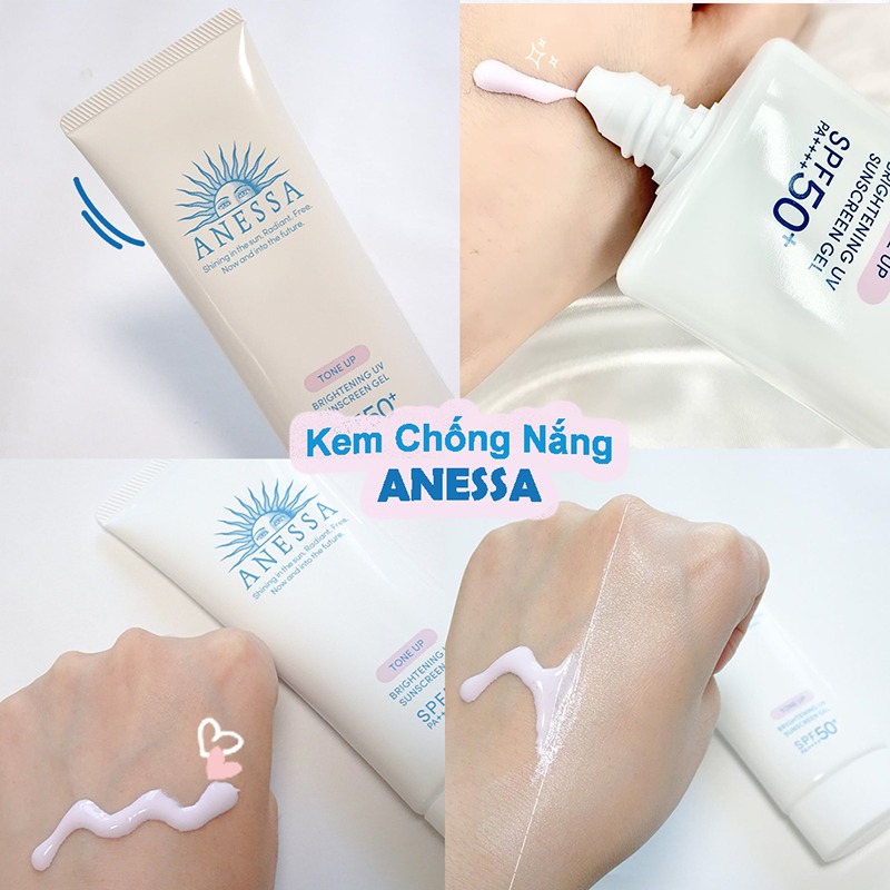 review chong nang nang tong anessa shiseido tone up brightening uv sunscreen gel spf50 pa