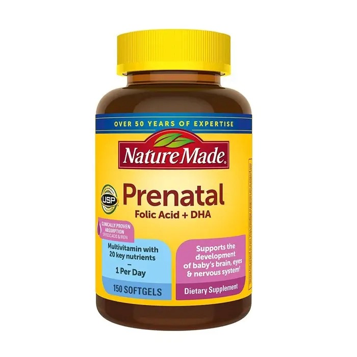 vien uong vitamin me bau nature made prenatal folic acid dha